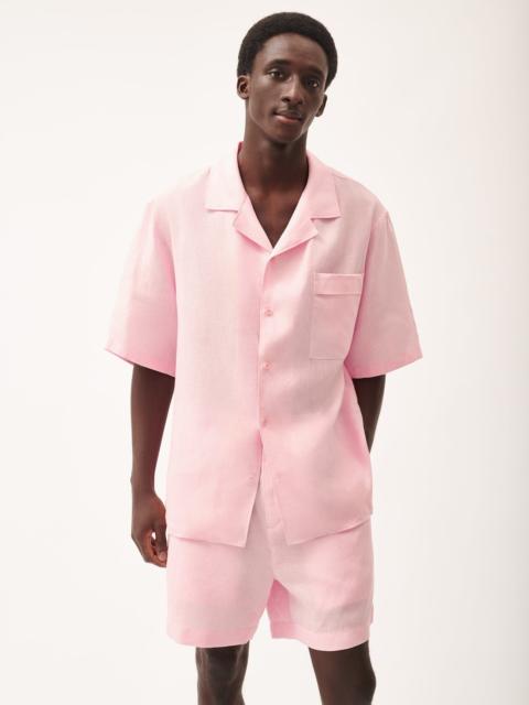 PANGAIA Mens DNA Aloe Linen Camp Collar Shirt - Magnolia Pink