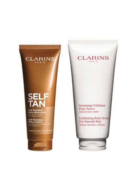 CLARINS Tan + Exfoliate Duo - Self Tanning Milky Lotion & Exfoliating Body Scrub For Smooth, Sun-kissed Skin