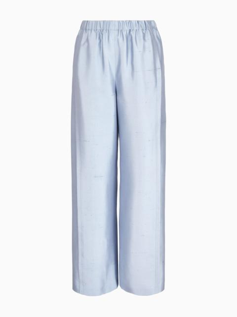GIORGIO ARMANI Wide-cut, silk-shantung trousers