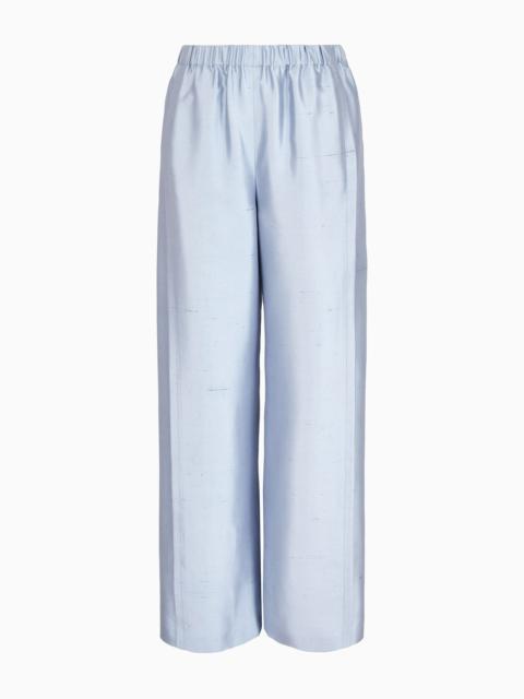 Wide-cut, silk-shantung trousers