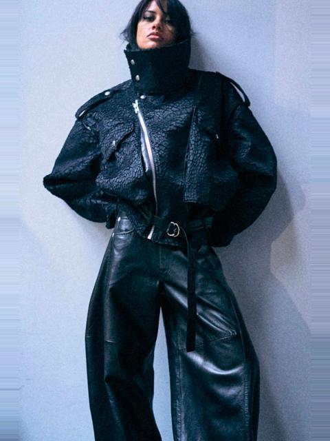 R13 Boyfriend Moto Jacket With Funnel Neck