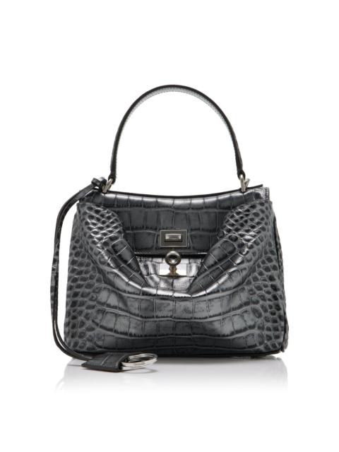 BALENCIAGA Rodeo Croc-Effect Metallic Leather Top Handle Bag metallic