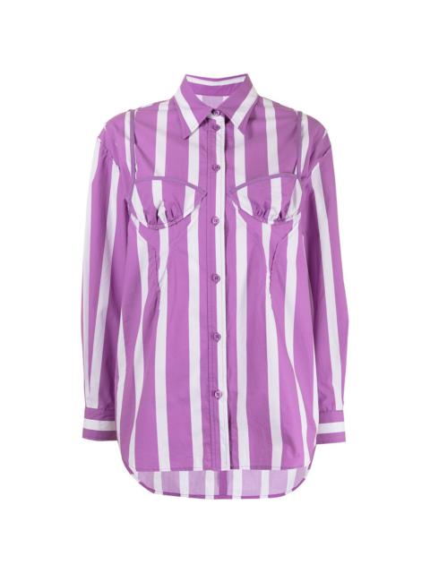 pushBUTTON striped moulded-cup cotton shirt