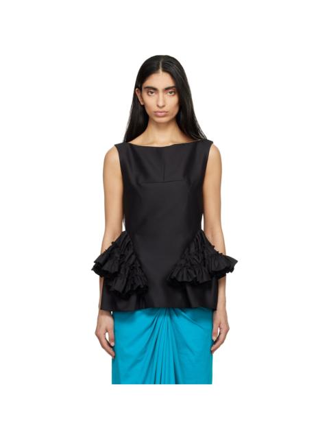 Dries Van Noten Black Ruffled Peplum Blouse