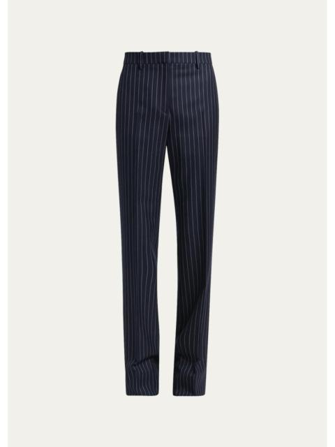 TOM FORD Corded Chalkstripe Wool Tailored Straight-Leg Boyfriend Pants