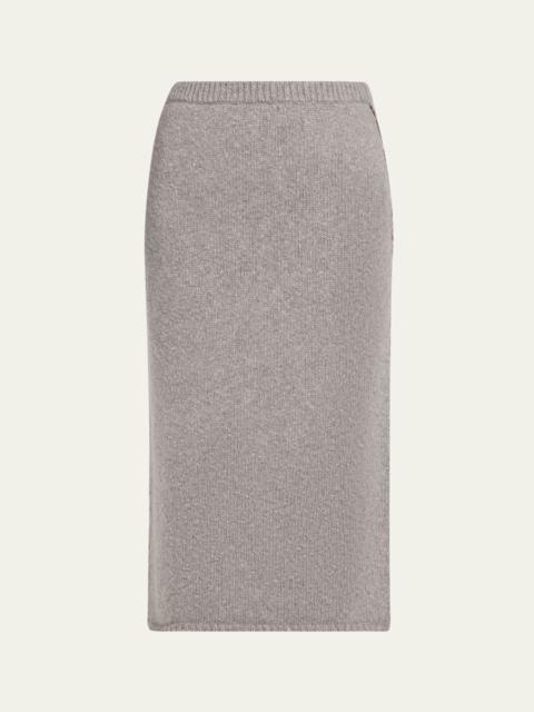 The Elder Statesman Glacier Cashmere Knit Midi Skirt