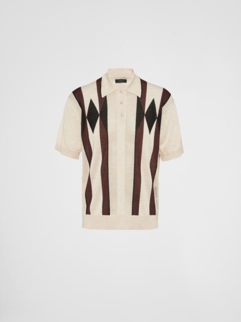 Argyle knit cashmere polo shirt