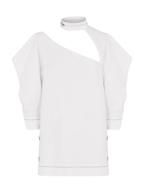 Proenza Schouler ASYMMETRIC CUTOUT BLOUSE 3/4SL OFF WHITE