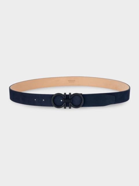 FERRAGAMO Men & apos;s Suede Gancini-Buckle Belt