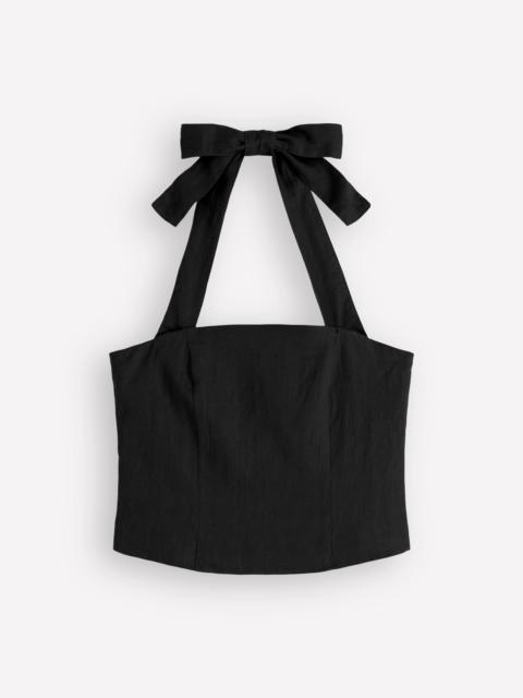 BODEN Halterneck Linen Top-Black