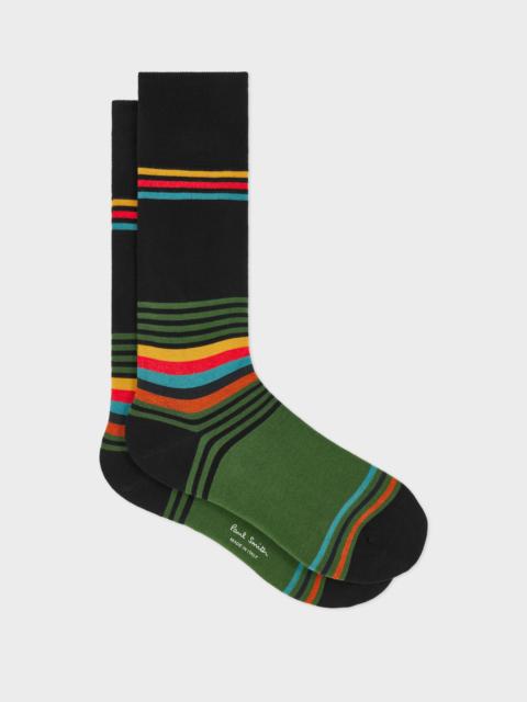 Paul Smith Black 'Artist Stripe' Cotton-Blend Socks