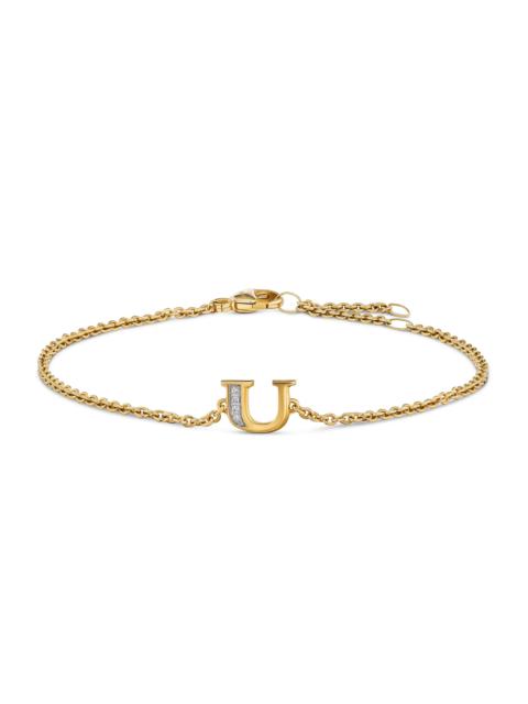 DAVID YURMAN Women's Petite Pavé Initial Chain Bracelet in 18K Yellow Gold - Initial U