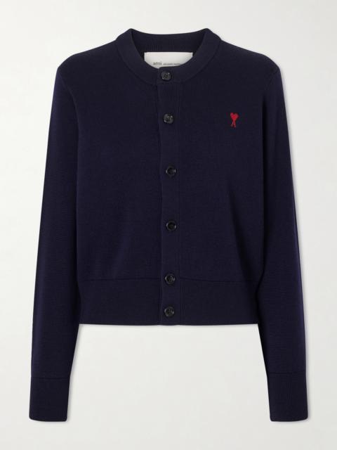 AMI Paris Embroidered Wool Cardigan