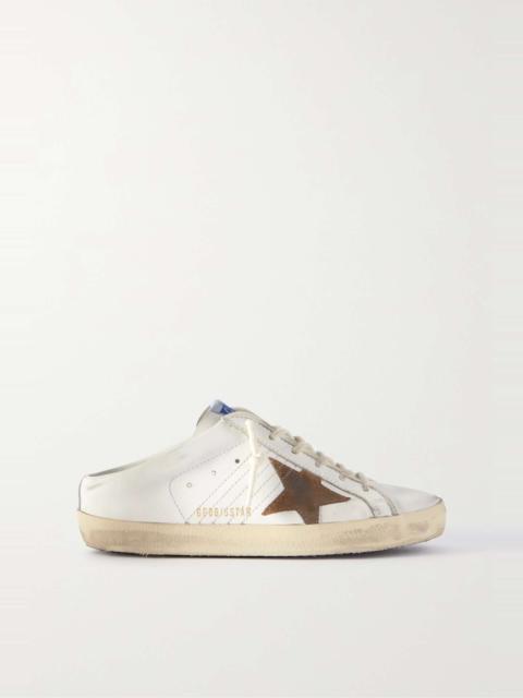 Super-Star Sabot distressed suede-trimmed leather slip-on sneakers