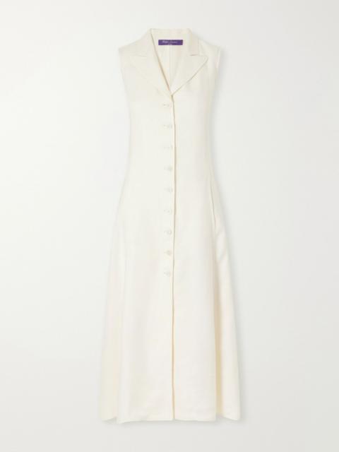 Ralph Lauren Kensley canvas silk and linen-blend midi dress Cream