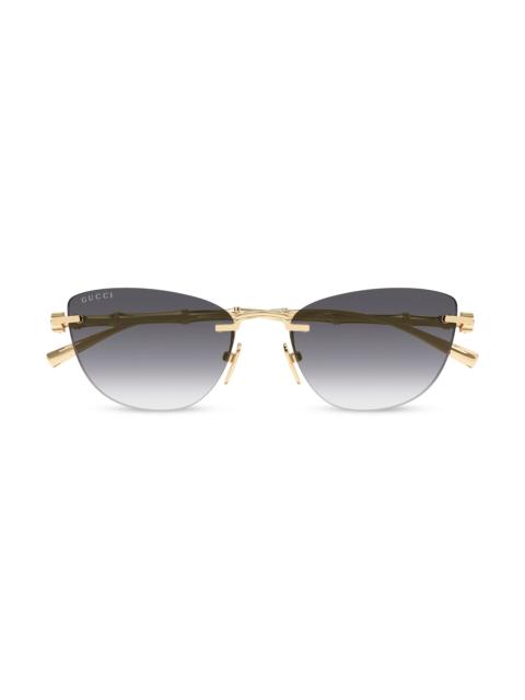 GUCCI Women's Bamboo Metal 55MM Cat-Eye Sunglasses - Gold Grey