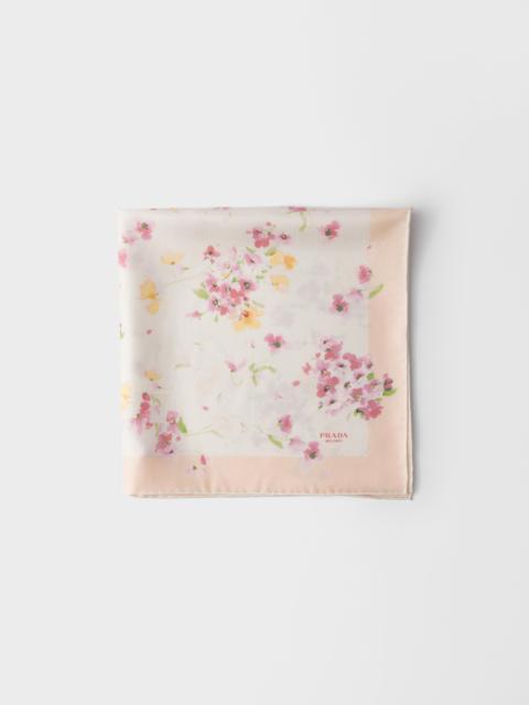 Printed silk twill scarf, 55 X 55 cm