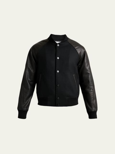 Givenchy Men's Mixed Material Wool and Leather Bomber Jacket
