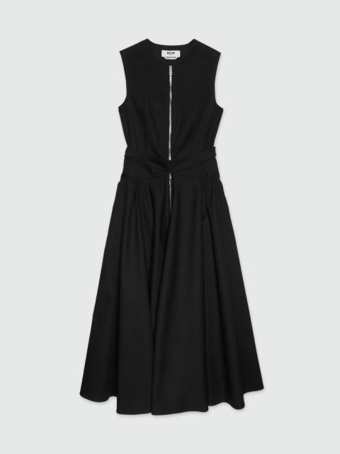 MSGM Sleeveless midi dress in black gabardine