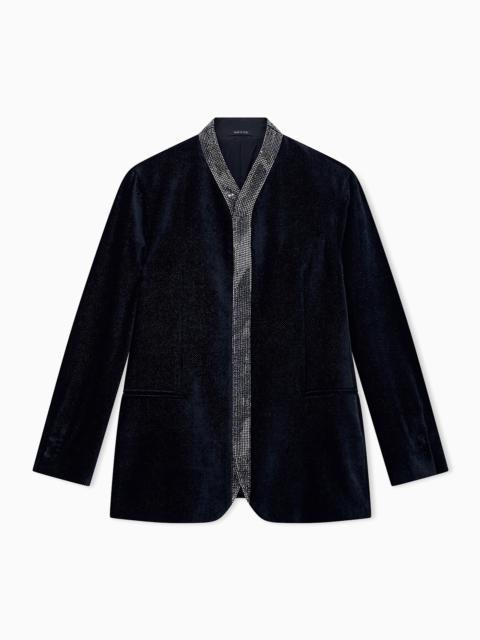GIORGIO ARMANI BLAZER GIORGIO'S REGULAR FIT DOTTED SILK BLEND VELVET