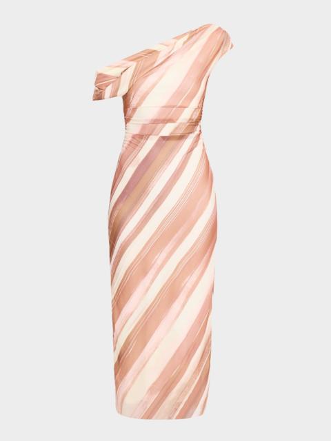 SIGNIFICANT OTHER Drew Stripe Draped Midi Dress
