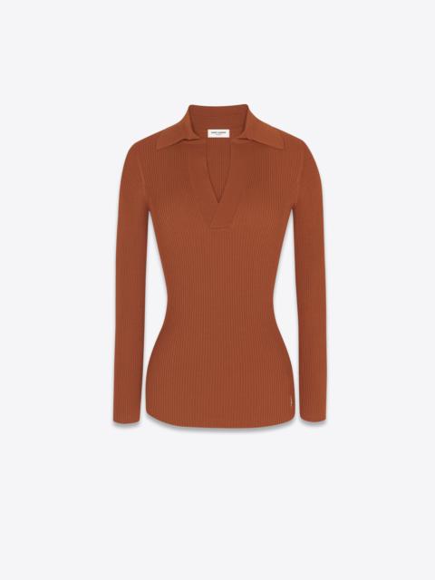 SAINT LAURENT monogram top in ribbed crepe viscose