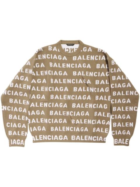 BALENCIAGA logo-intarsia wool jumper