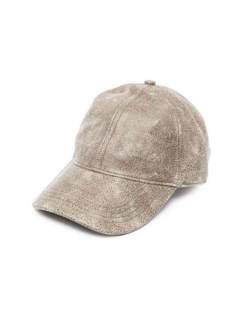 washed-effect sheepskin cap