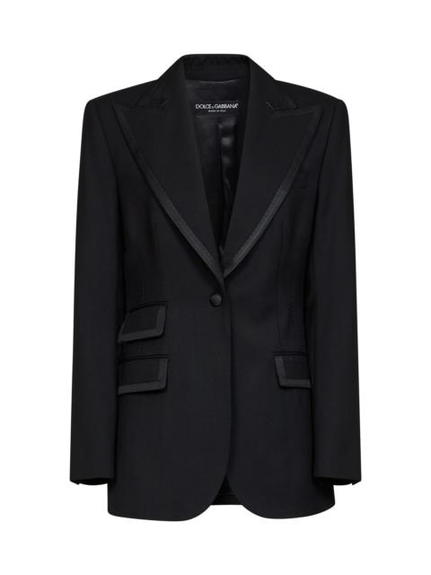 Dolce & Gabbana Black stretch twill Turlington single-breasted jacket