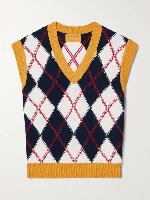 Argyle cotton-jacquard vest