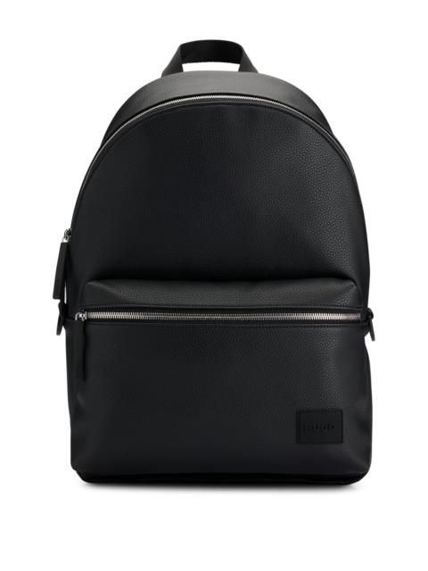 HUGO LOGO-PATCH BACKPACK IN GRAINED FAUX LEATHER