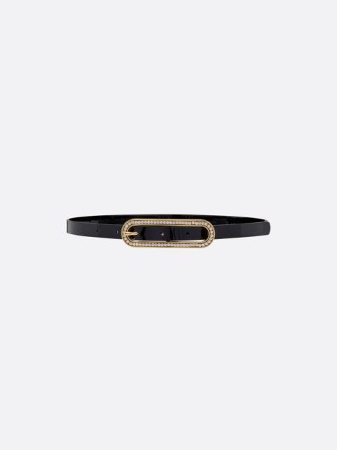 Alessandra Rich SLIM LEATHER BELT WITH CRYSTAL BUCKLE