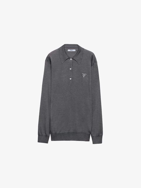Prada Logo-embroidered relaxed-fit silk polo shirt
