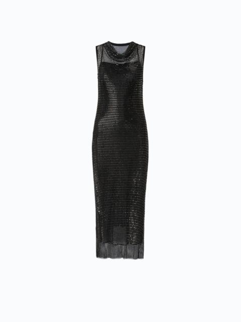 PINKO MESH-EFFECT MIDI DRESS WITH RHINESTONES