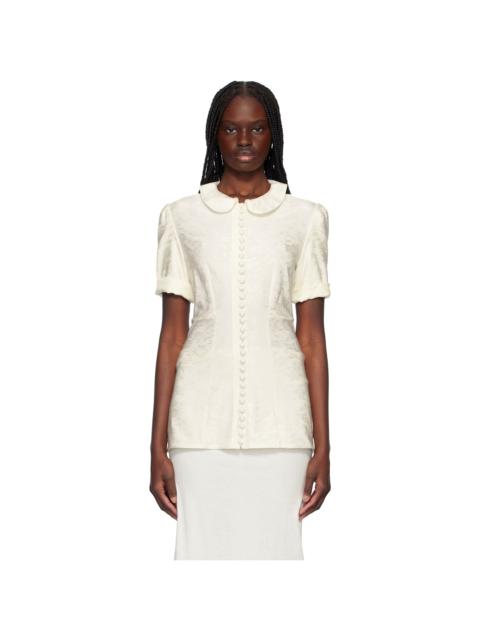 Jil Sander Off-White Fluid Viscose Flower Jacquard Shirt
