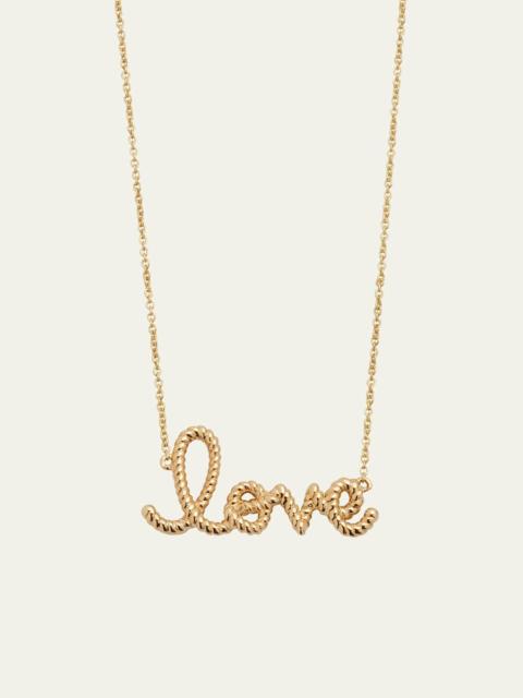 SYDNEY EVAN 14K Yellow Gold Medium Rope Love Pendant Necklace