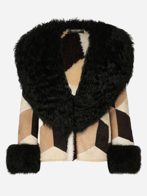 Dolce & Gabbana Short heavy jacket in sheepskin patchwork