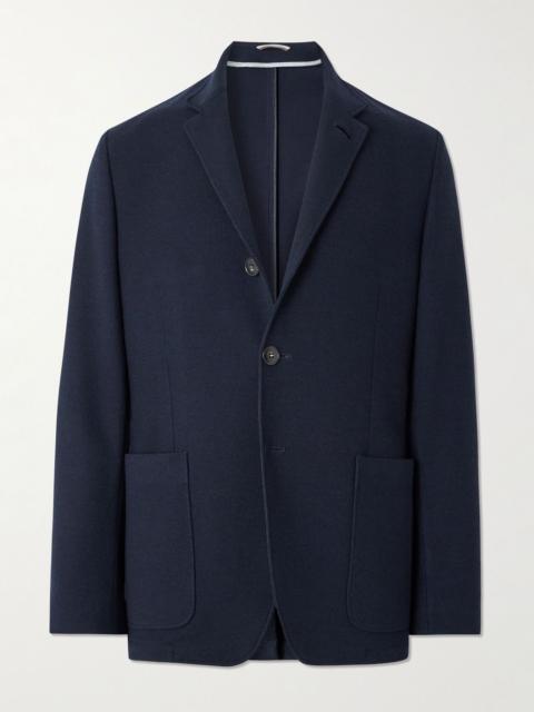 Canali Wool and Cotton-Blend Jacket Blue