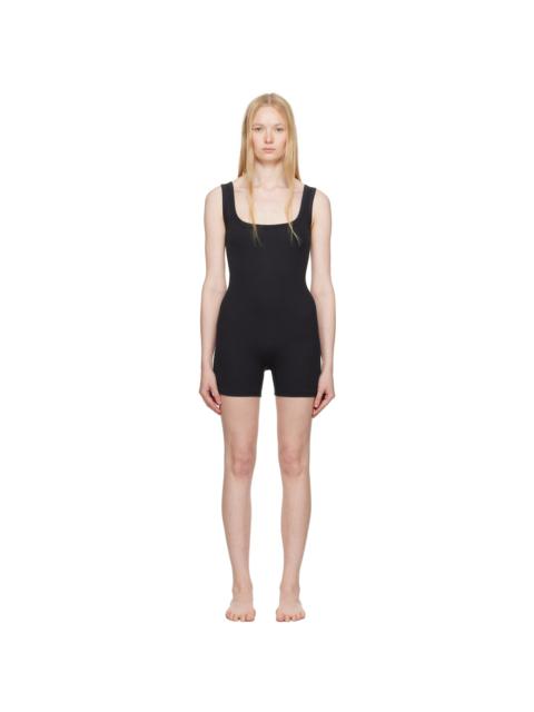 SKIMS Black Cotton Rib Onesie Romper