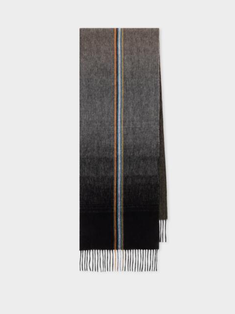 Charcoal Cashmere-Blend Gradient Stripe Scarf