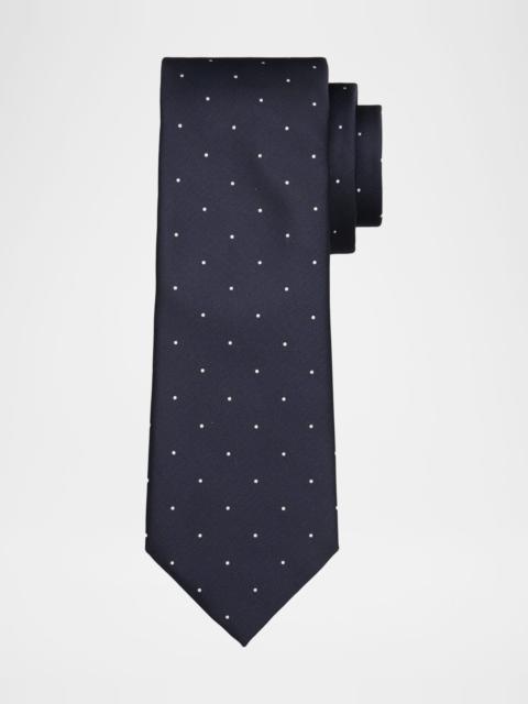 TOM FORD Men's Linen Polka Dot Tie