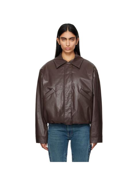 KASSL Editions Brown Short Oil Bomber Jacket