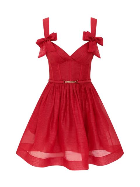 Zimmermann CLASH PRINT BOW MINI DRESS