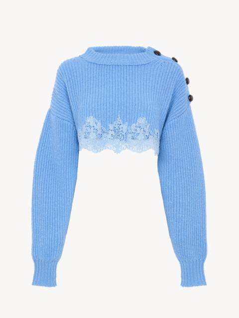 Chloé CROPPED SWEATER IN A MERINO WOOL KNIT & LACE