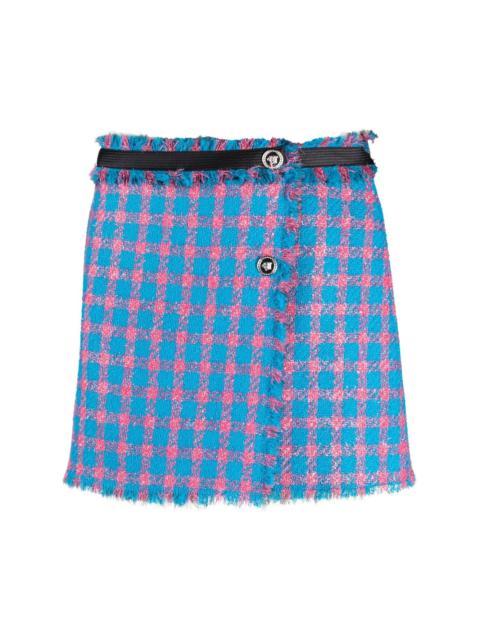 VERSACE check-pattern tweed miniskirt