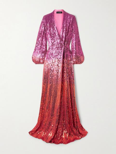 JENNY PACKHAM Sequined Jersey Wrap Gown