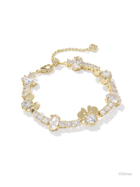 KENDRA SCOTT Disney | Kendra Scott Gold Mickey Mouse and Minnie Mouse Tennis Bracelet in White CZ