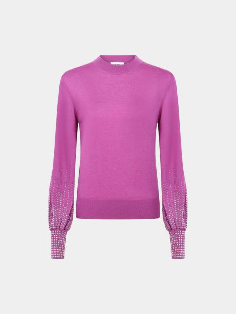 rabanne FUSHIA SWEATER WITH SEQUINS