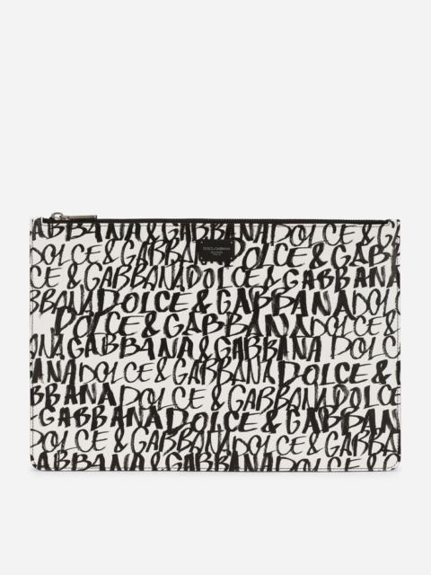 Dolce & Gabbana Dauphine calfskin toiletry bag with logo print