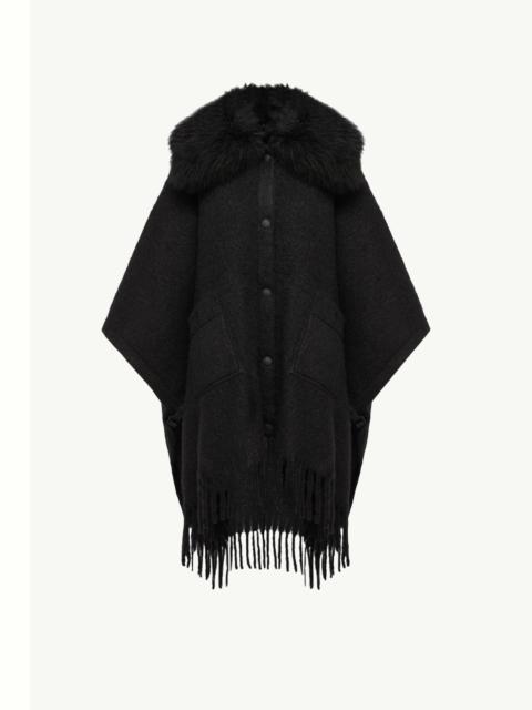 Moncler Grenoble Shearling Collar Mohair, Alpaca & Wool Blend Cape